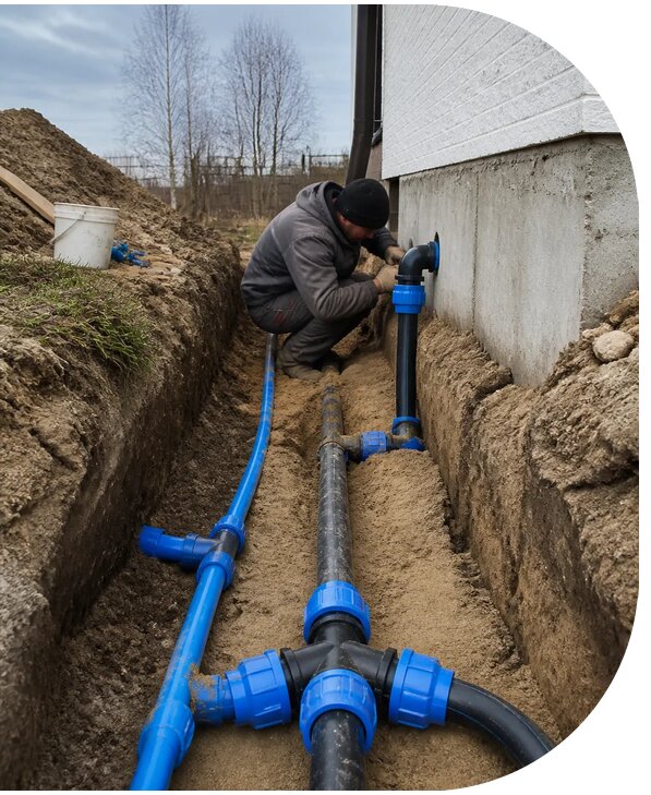 Монтаж наружного водопровода на участке под ключ в Прокопьевске